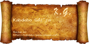 Kabdebo Géza névjegykártya